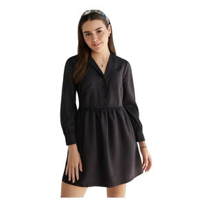 NWT Francesca’s Mi Ami Black Faux Suede Collared Long Sleeve Mini Dress M